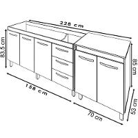Balcao Pia 160cm E Multiuso 2 Portas 70cm Branco Mobbs Branco - 6