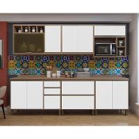 Cozinha 7 Pçs Armário, Balcão E Nicho Mel Vanilla C/Branco - 1