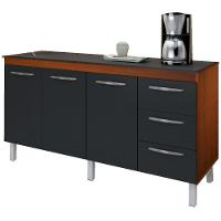 Balcao Com Tampo 150cm 9130x9310 Preto Savana Mobbs Preto Savana - 1