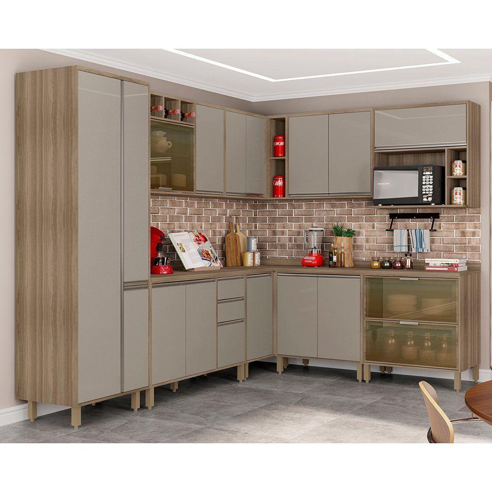 Cozinha 10 Pçs Com Armário E Balcão Mel Luciane Móveis - 2