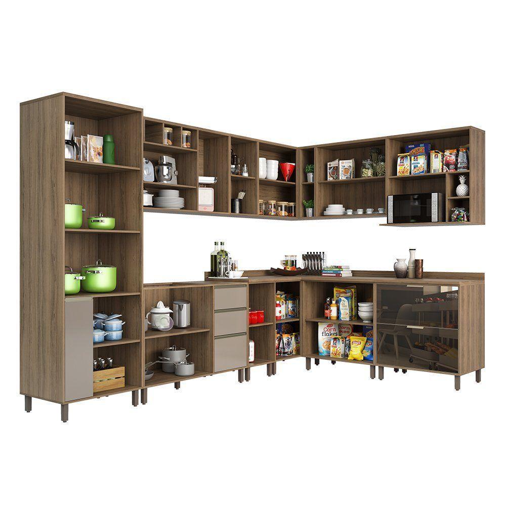 Cozinha 10 Pçs Com Armário E Balcão Mel Luciane Móveis - 7