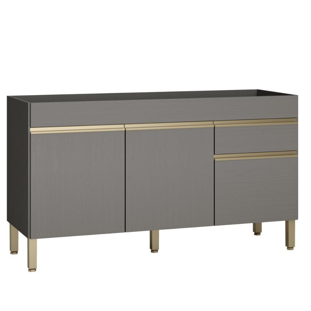 Balcão De Pia 150 Cm 3 Portas E 1 Gaveta S/Tampo Cinza - 1