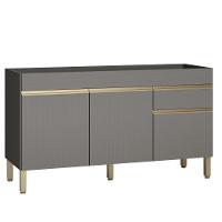 Balcão De Pia 150 Cm 3 Portas E 1 Gaveta S/Tampo Cinza - 1