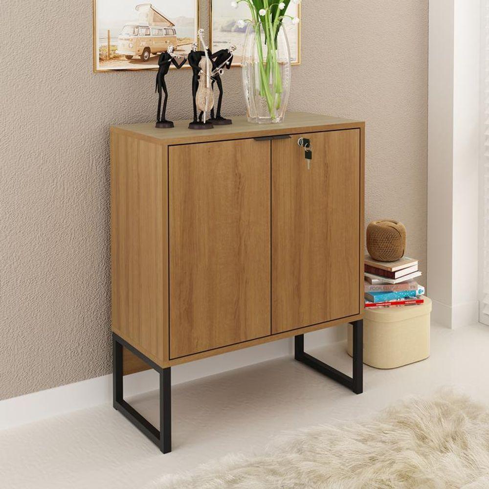 Balcão Com Chave Me4154 Amendoa/Preto - Tecno Mobile - 2