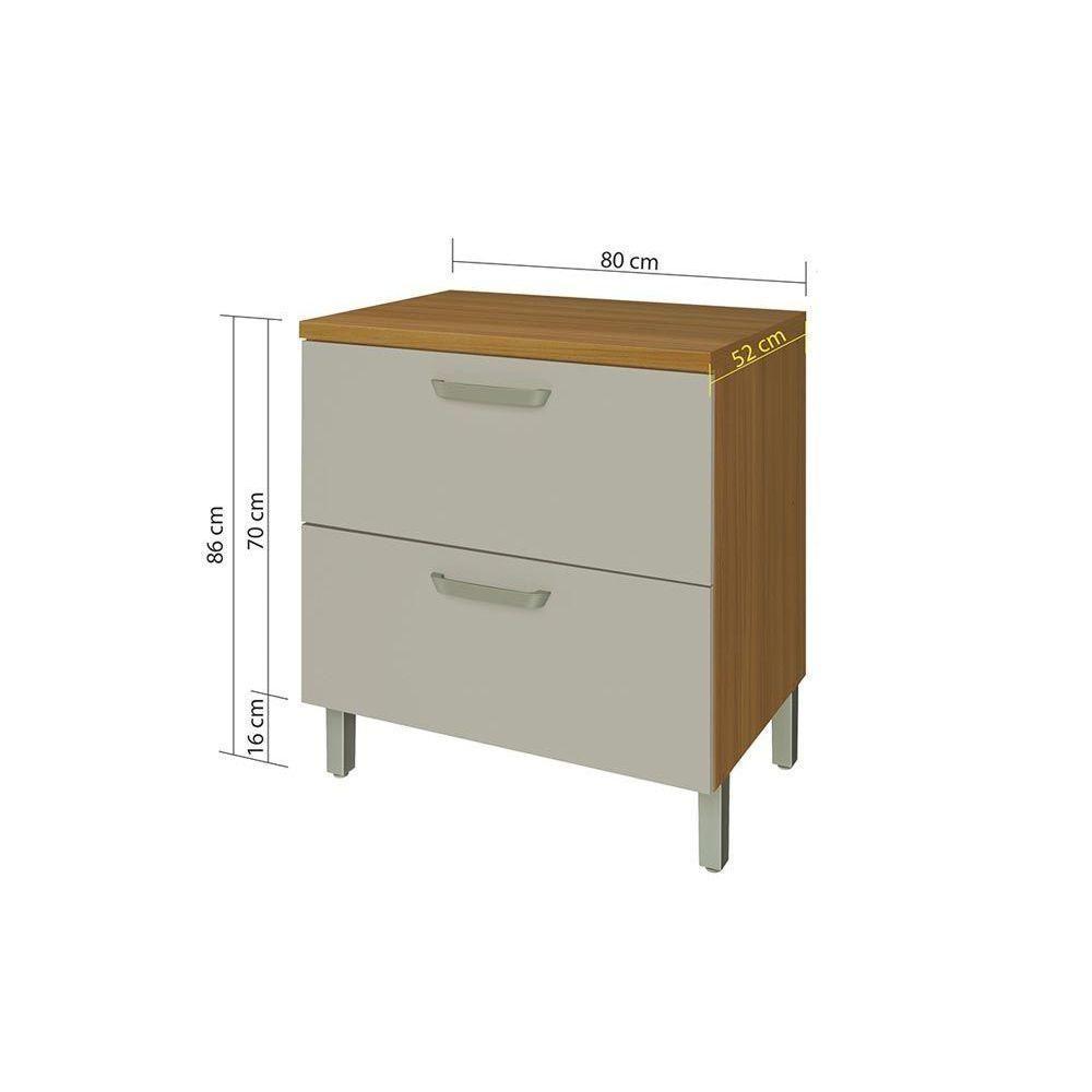 Balcão De Cozinha Princesa 1 Porta E 1 Gaveta C/ Tampo 80cm Freijo/off White - Nesher - 3