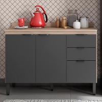 Balcao 3 Pts 2 Gv Com Tampo 120Cm 93241 Avena Grafito - 2