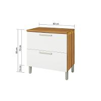 Balcão de Cozinha Burguesa Premium 1 Porta e 1 Gaveta c/ Tampo 80cm Freijó/Branco - Nesher - 5