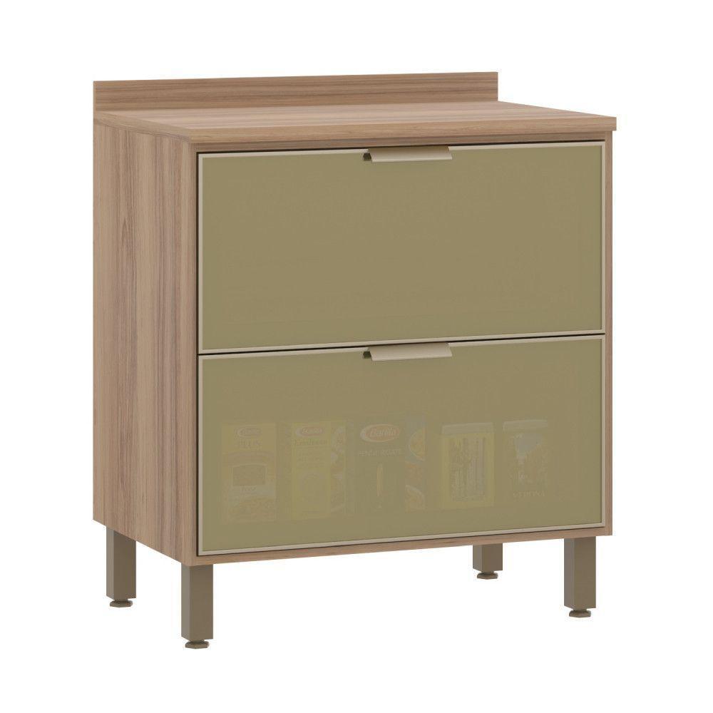Balcão Com Tampo 80 Cm 2 Gavetões Frontal Lari Vanilla - 1