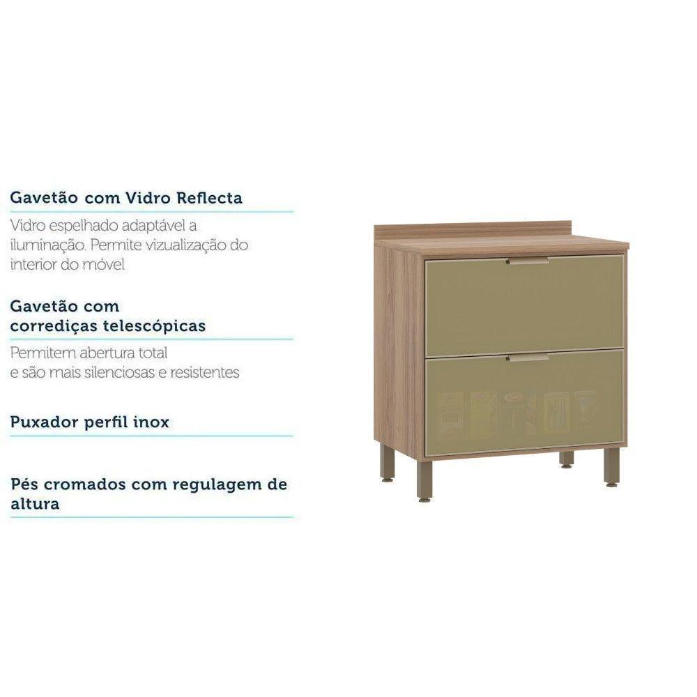Balcão Com Tampo 80 Cm 2 Gavetões Frontal Lari Vanilla - 3