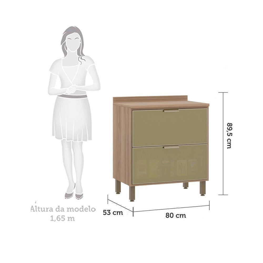 Balcão Com Tampo 80 Cm 2 Gavetões Frontal Lari Vanilla - 4