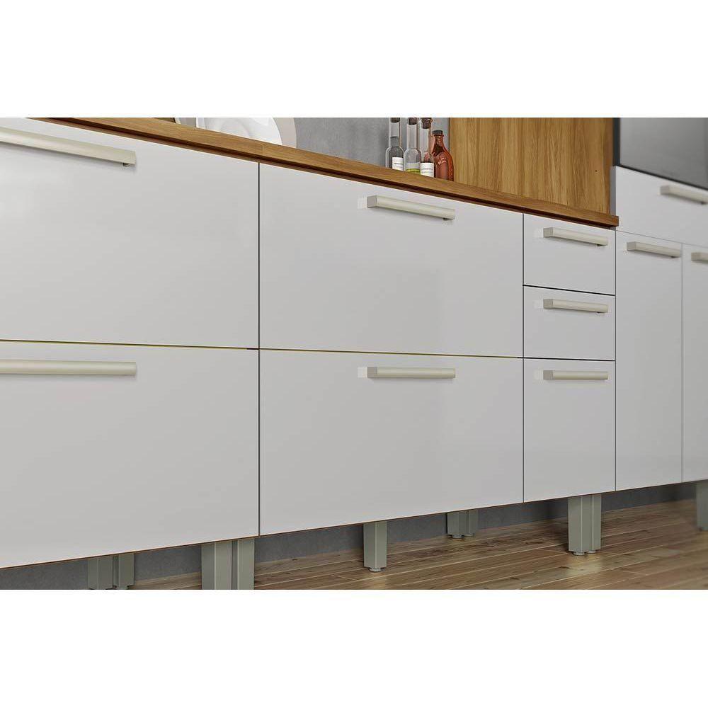 Balcão De Cozinha Burguesa Premium 2 Portas E 3 Gavetas C/ Tampo 120cm Freijó/branco - Nesher - 2
