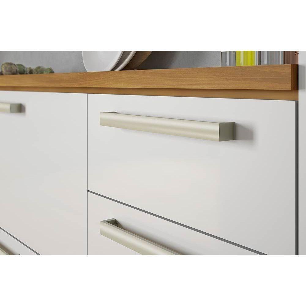 Balcão De Cozinha Burguesa Premium 2 Portas E 3 Gavetas C/ Tampo 120cm Freijó/branco - Nesher - 4