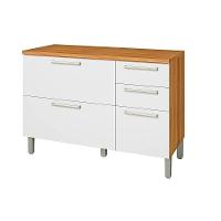 Balcão De Cozinha Burguesa Premium 2 Portas E 3 Gavetas C/ Tampo 120cm Freijó/branco - Nesher - 1