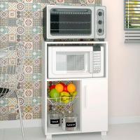 Balcão Fruteira Em Mdp Com 1 Porta E 1 Cesto De Metal Brv Móveis Branco - 2