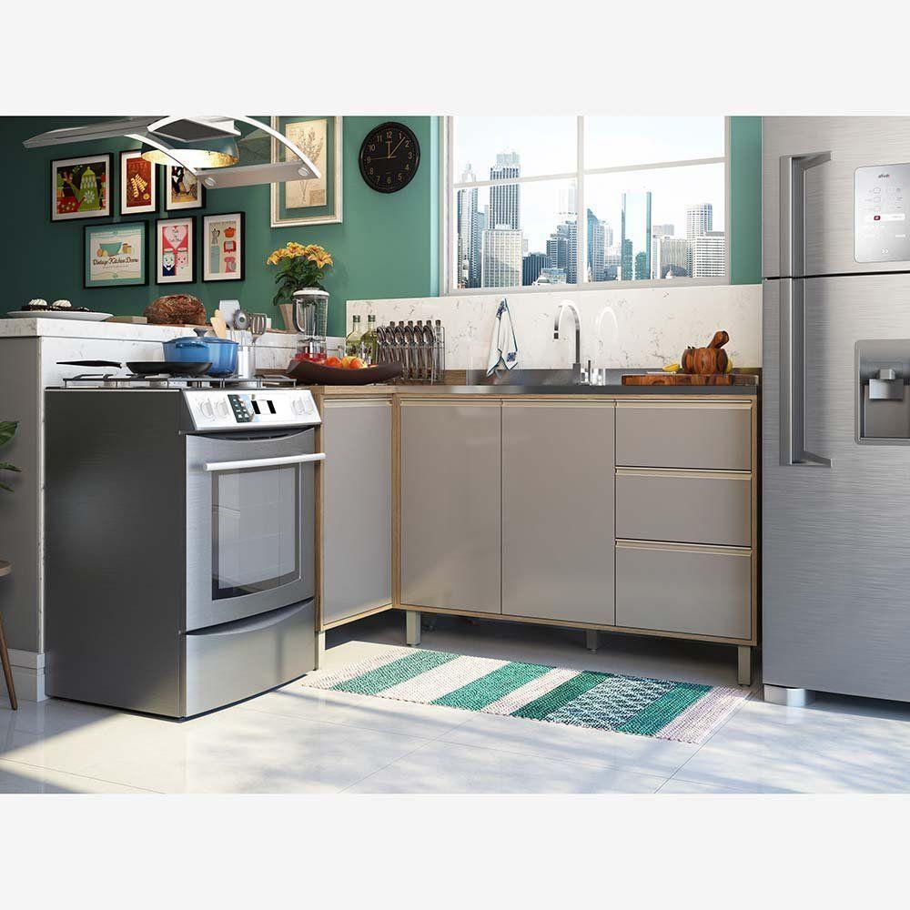 Cozinha 2 Pçs C/Aéreo Balcão E Balcão Mel Vanilla C/Graff - 1