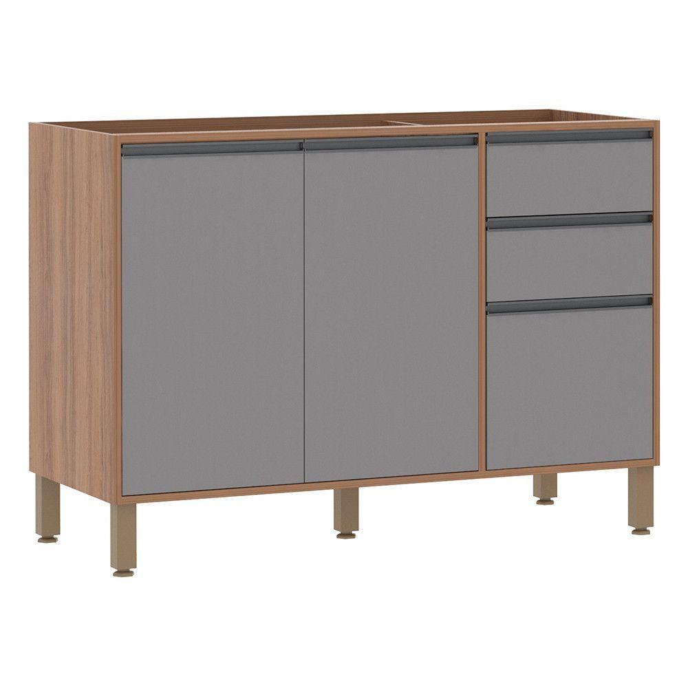 Balcão 120 Cm 2 Portas De Abrir Vanilla C/Cinza Puro - 1