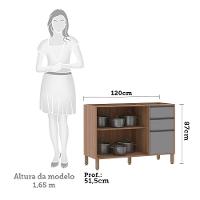 Balcão 120 Cm 2 Portas De Abrir Vanilla C/Cinza Puro