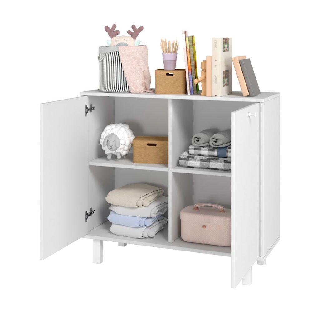 Balcão Em Mdp Com 2 Portas E 2 Prateleiras Brv Móveis Branco - 3