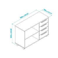 Balcão Em Mdp Com 1 Prateleira 4 Gavetas E 4 Pés Com Rodízio Brv Móveis Branco