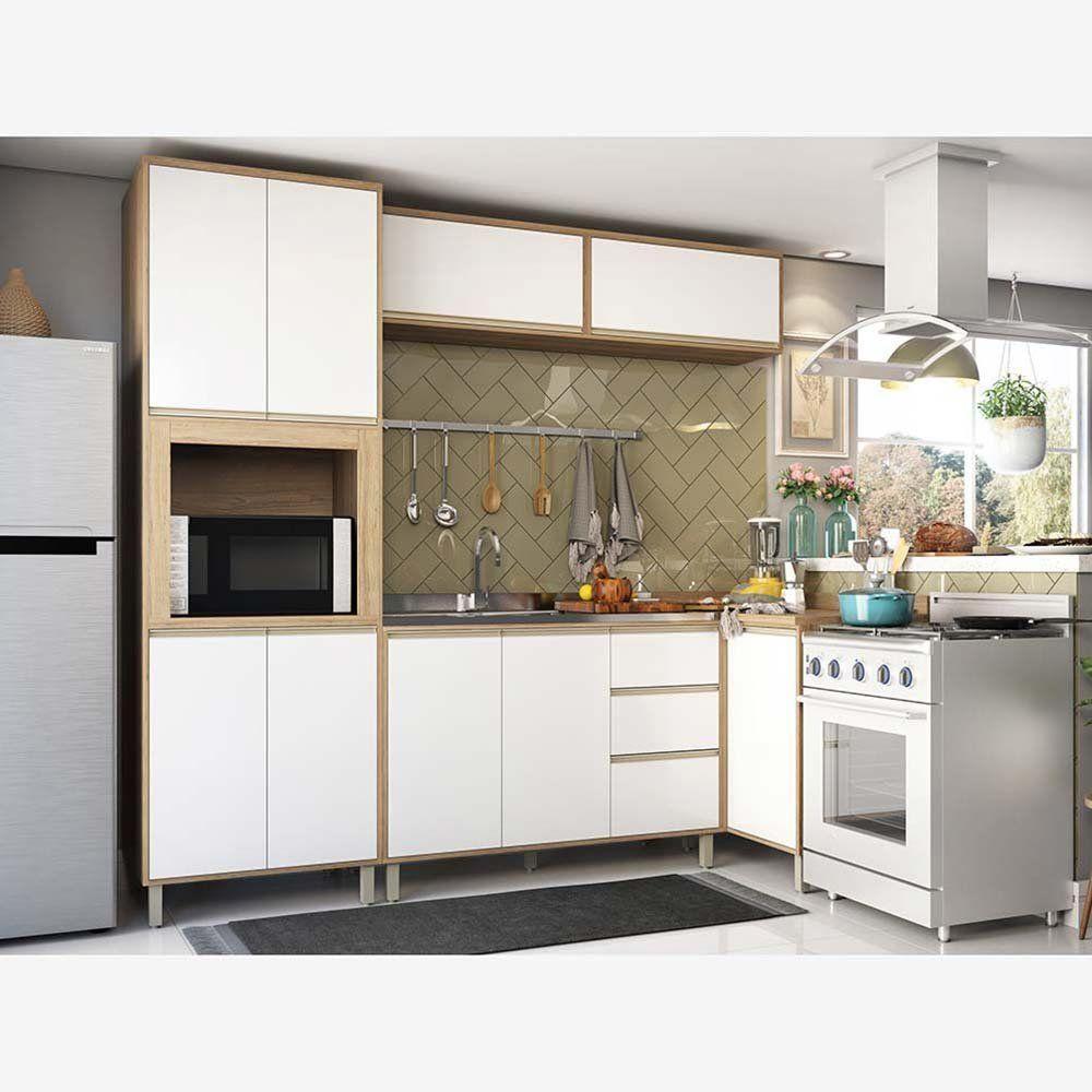 Cozinha 5 Pçs C/Armário Balcões Mel Vanilla C/Branco - 1