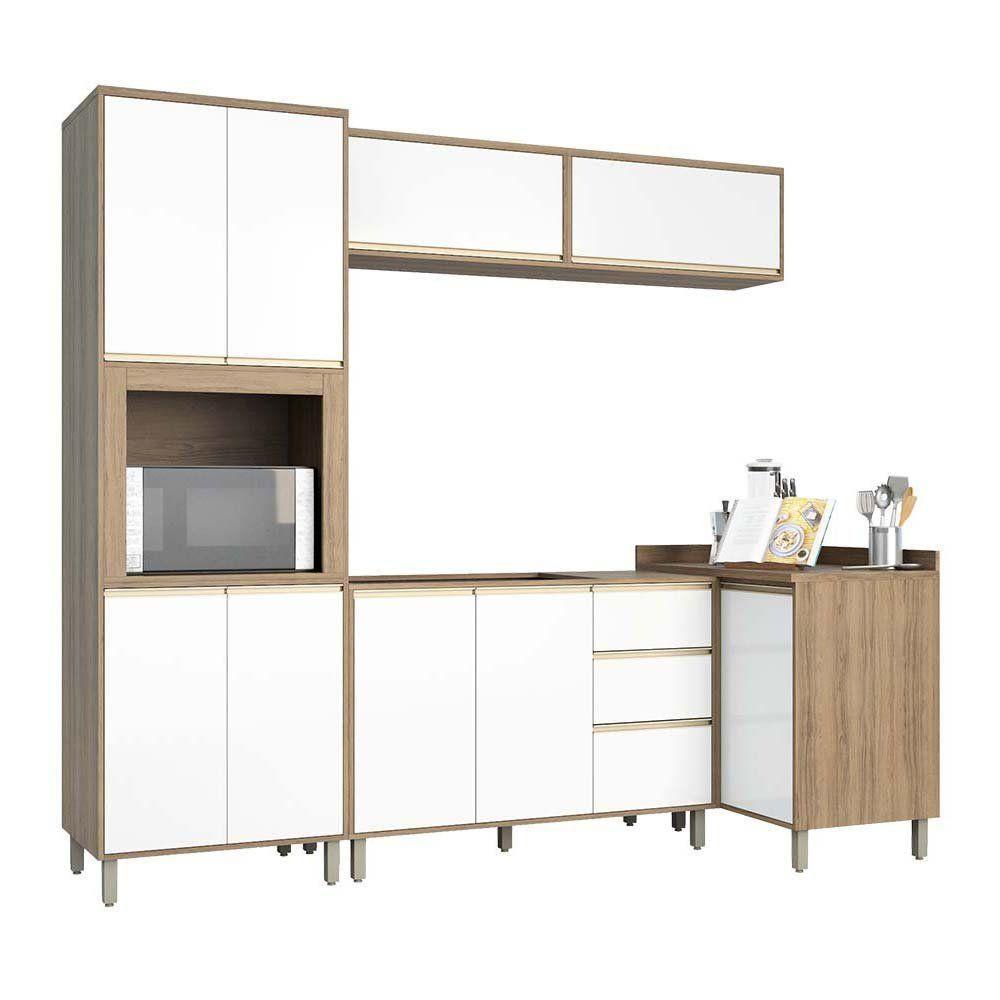 Cozinha 5 Pçs C/Armário Balcões Mel Vanilla C/Branco - 6
