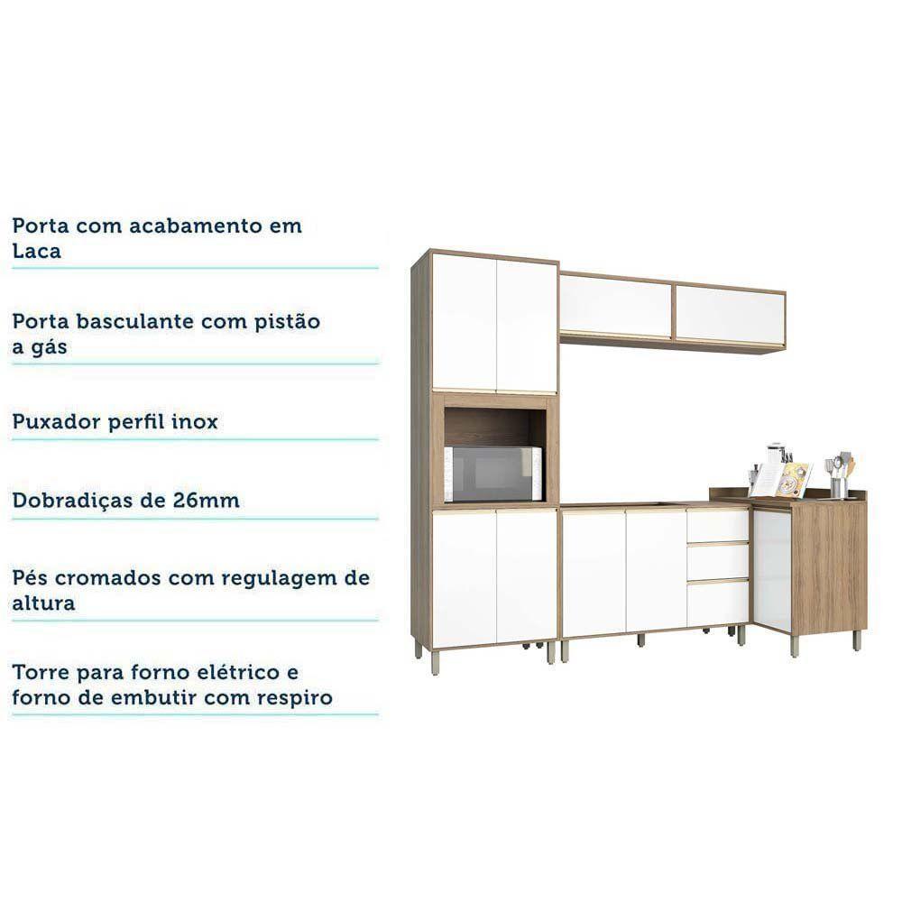 Cozinha 5 Pçs C/Armário Balcões Mel Vanilla C/Branco - 8