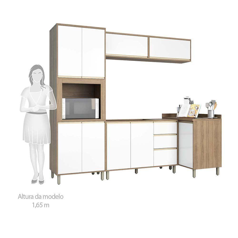 Cozinha 5 Pçs C/Armário Balcões Mel Vanilla C/Branco - 9