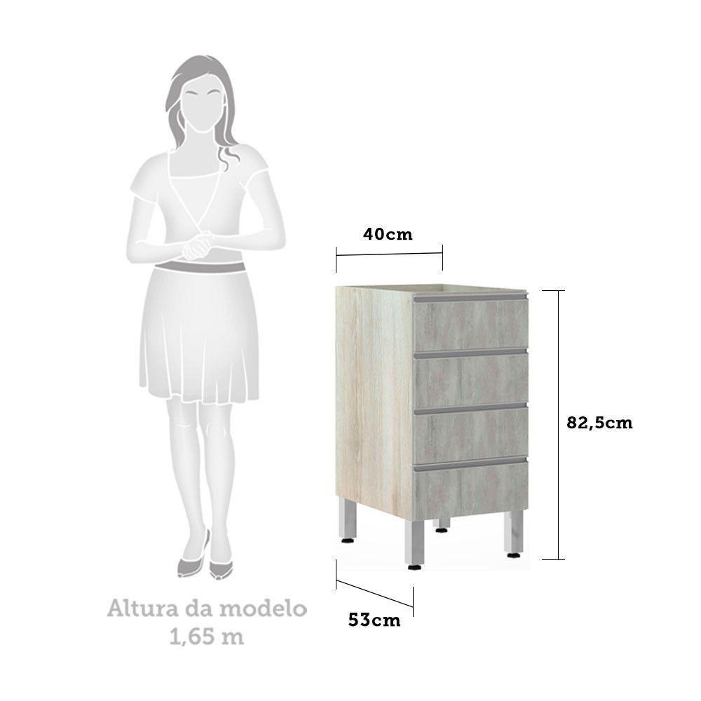 Balcão Sem Tampo 40cm Lis Legno Crem e Concreto - 2