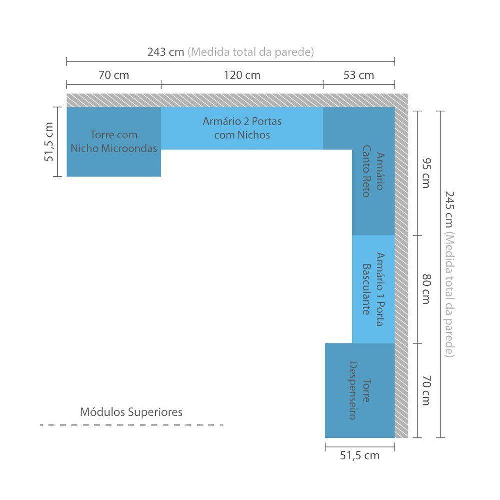 Cozinha 8 Pçs Com Armário E Balcão Mel Vanilla Com Graff - 5
