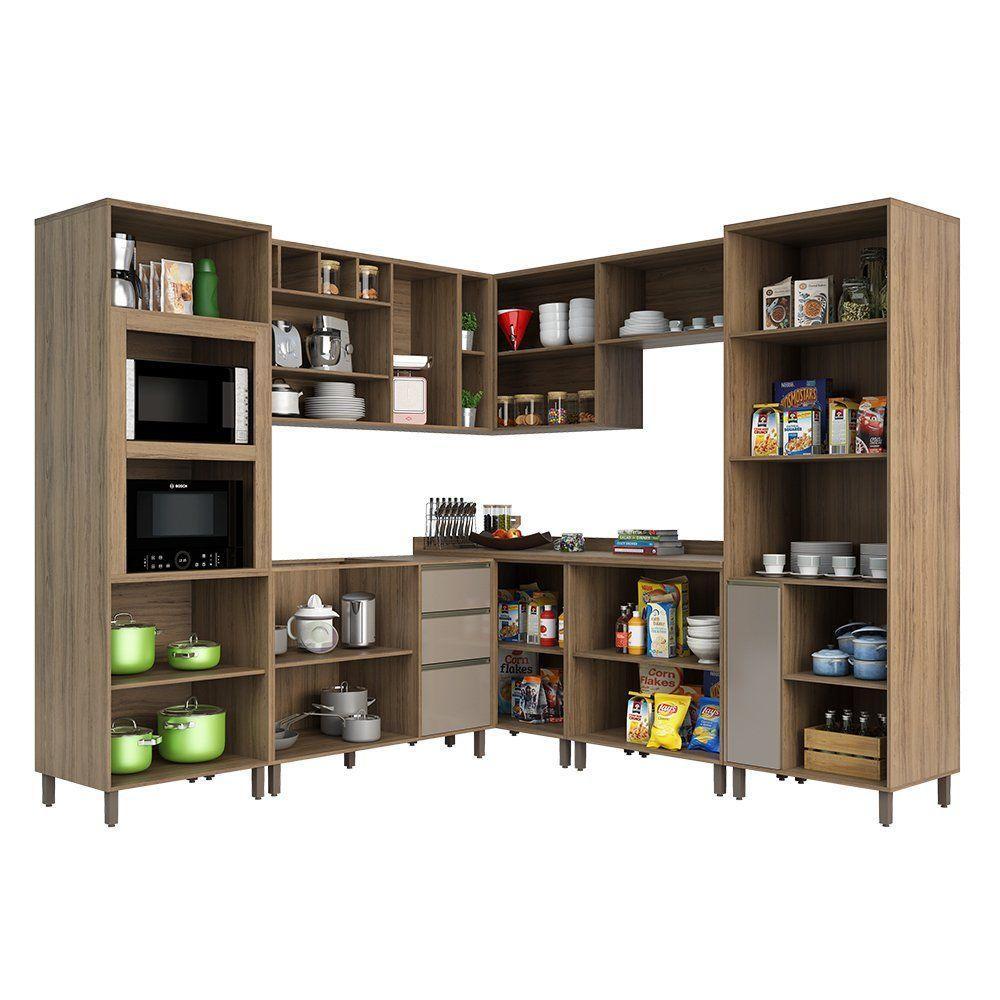 Cozinha 8 Pçs Com Armário E Balcão Mel Vanilla Com Graff - 6