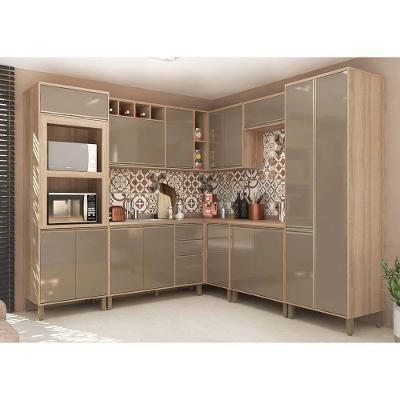 Cozinha Completa 8 Peças com Armário e Balcão 13 Portas 3 Gavetas MDF Mel Vanilla Graff
