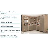 Cozinha 8 Pçs Com Armário E Balcão Mel Vanilla Com Graff - 7