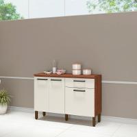 Balcão De Cozinha 120cm 3 Portas 1 Gaveta Off White - 1