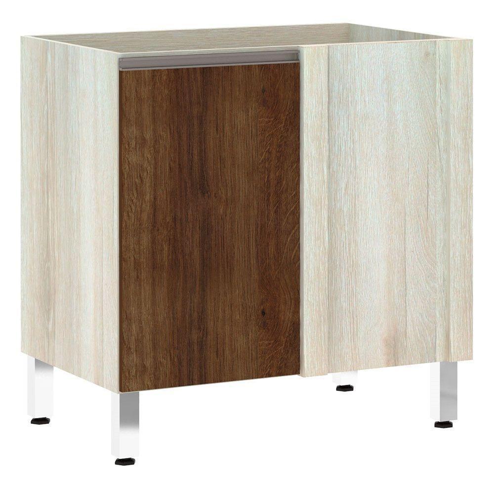 Balcão Sem Tampo Canto Reto Luciane 80cm Luci Legno Crema Com - 1