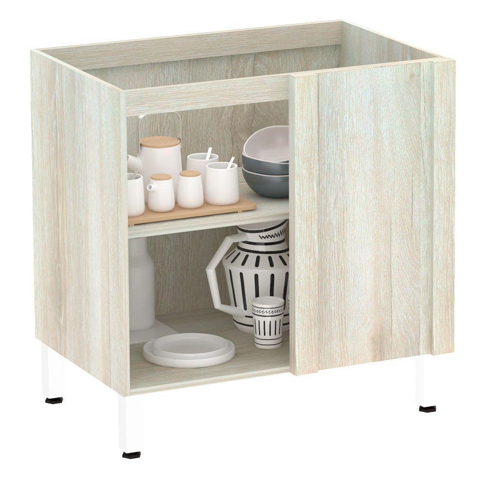 Balcão Sem Tampo Canto Reto Luciane 80cm Luci Legno Crema Com - 3