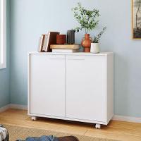 Balcão Em Mdp Com 2 Portas 2 Prateleiras E 4 Pés Com Rodízios Brv Móveis Branco - 5