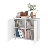 Balcão Em Mdp Com 2 Portas 2 Prateleiras E 4 Pés Com Rodízios Brv Móveis Branco - 7