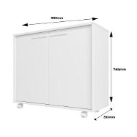 Balcão Em Mdp Com 2 Portas 2 Prateleiras E 4 Pés Com Rodízios Brv Móveis Branco - 11