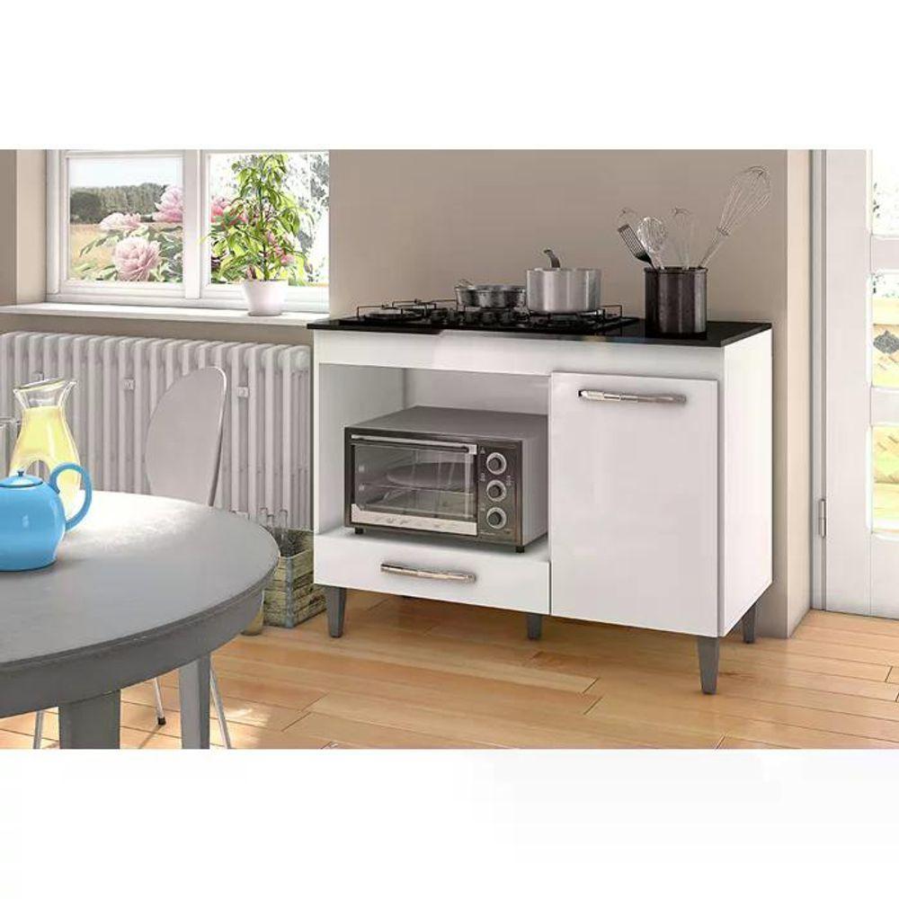 Balcao Com Tampo Forno E Cooktop 105 Cm Carla Branco Branco - 3