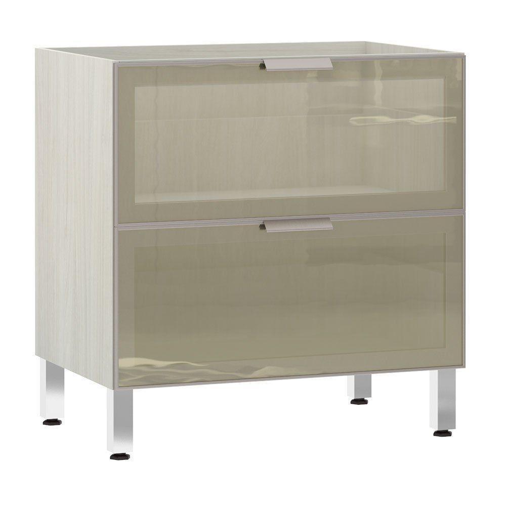 Balcão Sem Tampo 80cm Basculante Com Vidro Reflecta Bronze Luci Legno Crema - 1