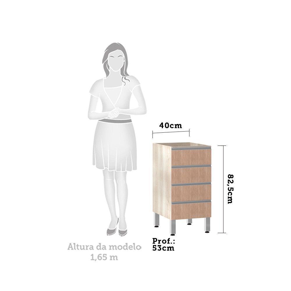 Balcão Sem Tampo 40cm Lis Legno Crem e Cumaru - 3