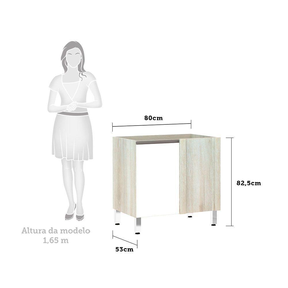 Balcão Sem Tampo Canto Reto Luciane 80cm Luci Legno Crem e Branco - 3