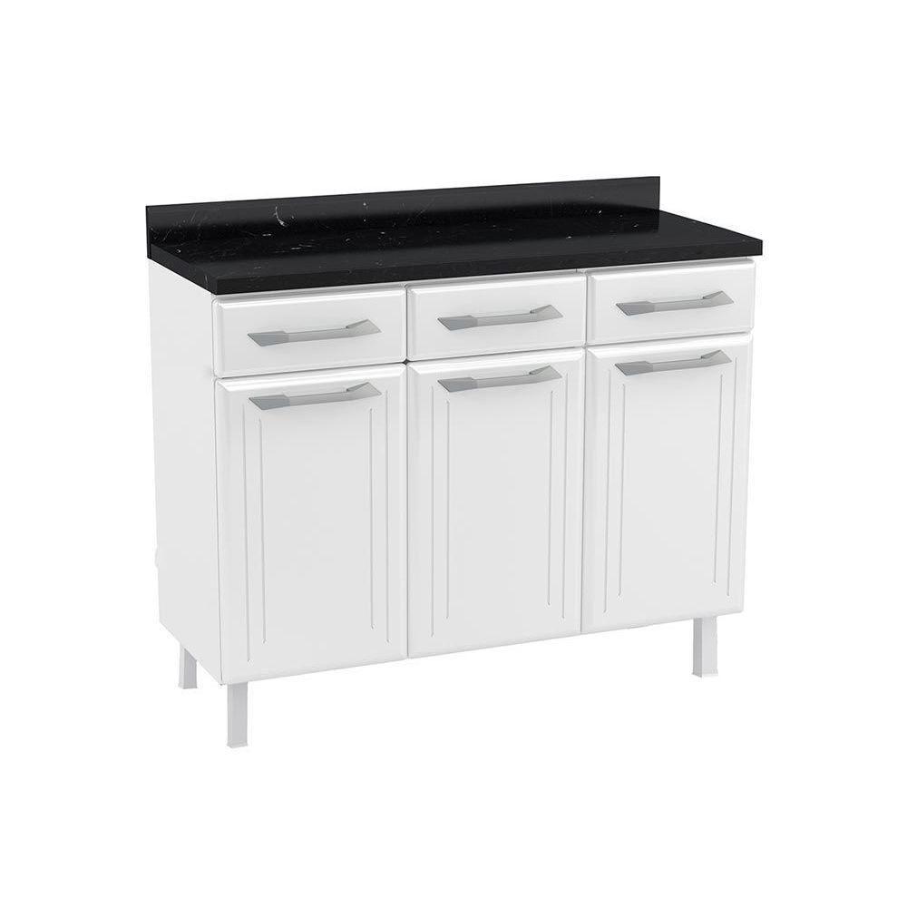 Balcão de Cozinha Modulado Topázio 3 Portas e 3 Gavetas c/Tampo 105cm Branco - Telasul - 1
