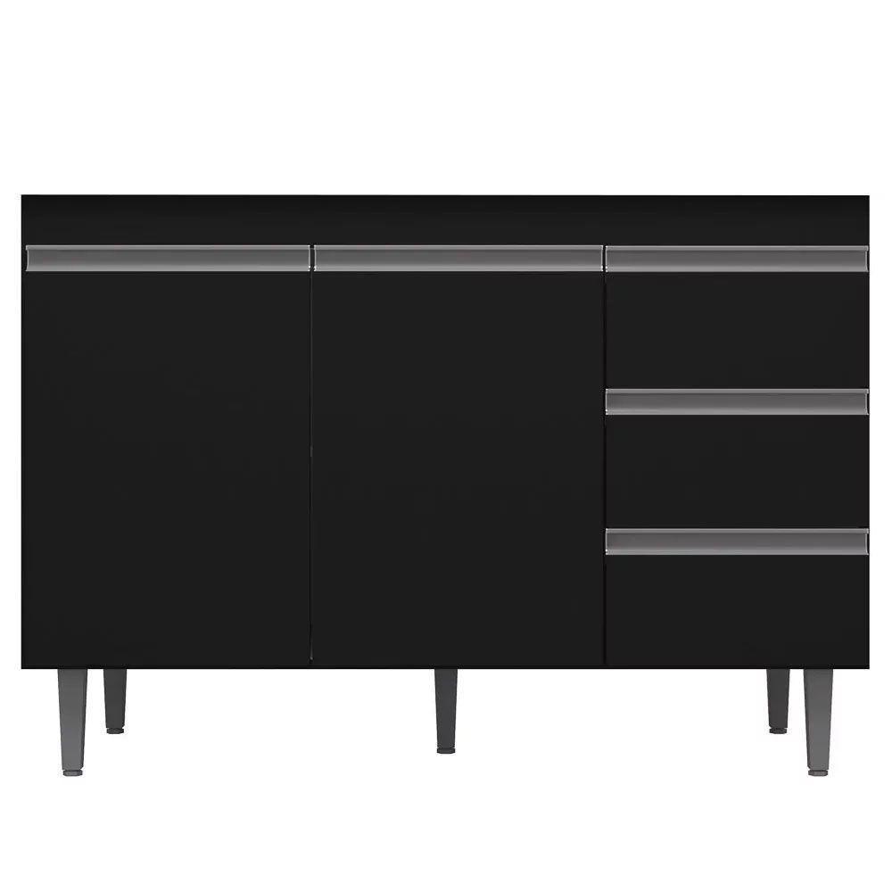 Balcão De Pia 100Cm 2 Portas 3 Gavetas Andréia Preto - 2
