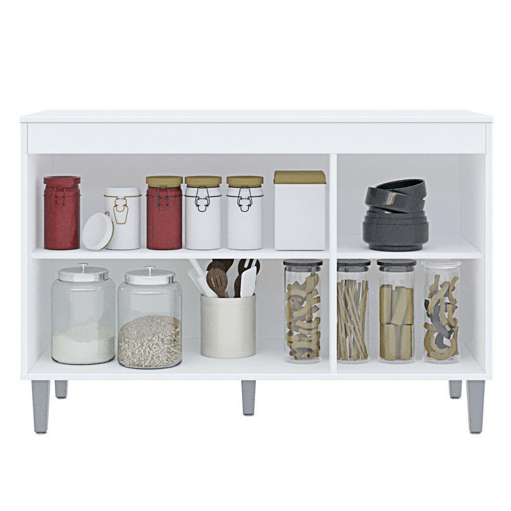 Balcão Buffet Gabinete Manu 120cm C/ Tampo 3 Portas Preto - 4