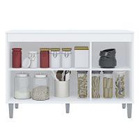 Balcão Buffet Gabinete Manu 120cm C/ Tampo 3 Portas Preto