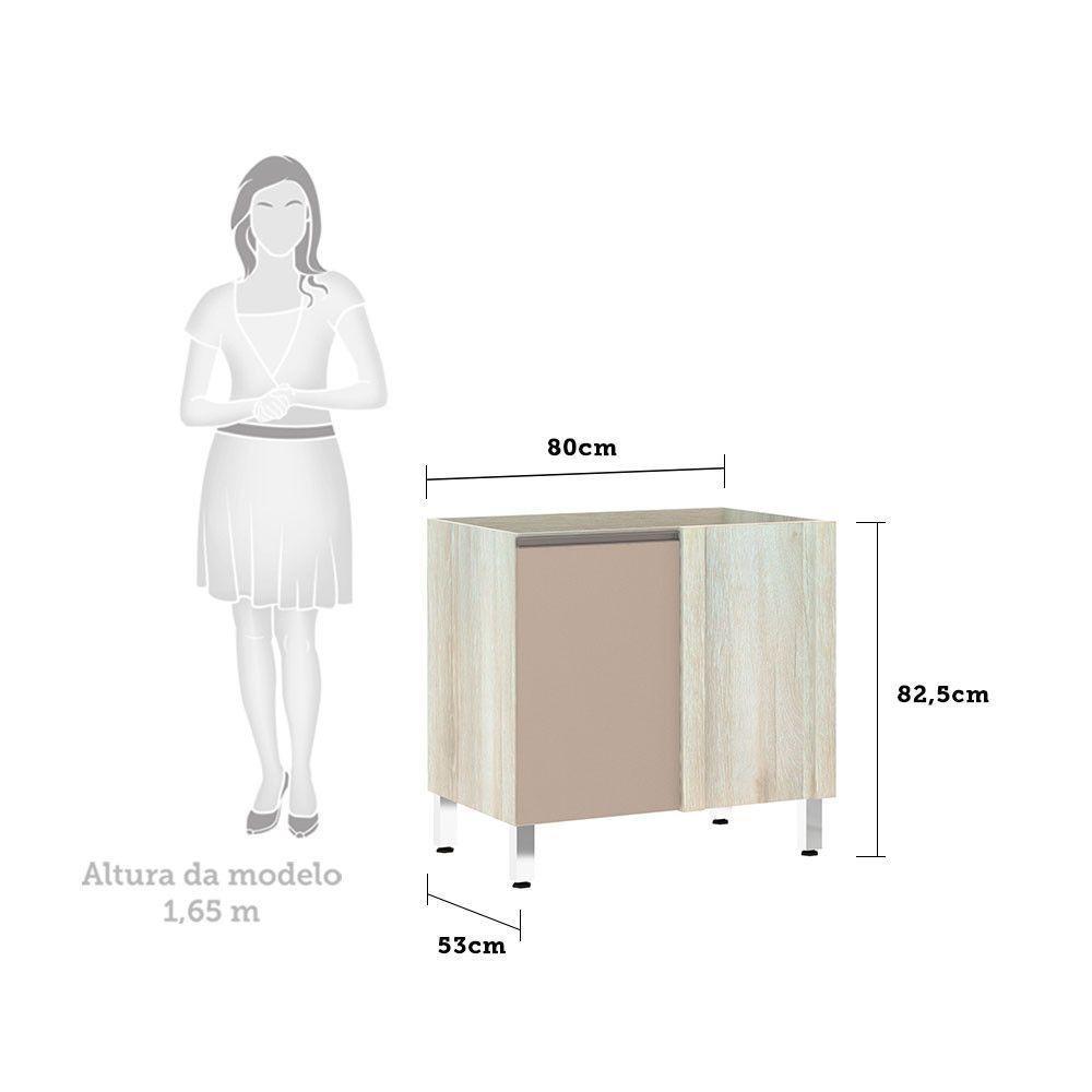 Balcão Sem Tampo Canto Reto Luciane 80cm Luci Legno Crem e Connect - 2