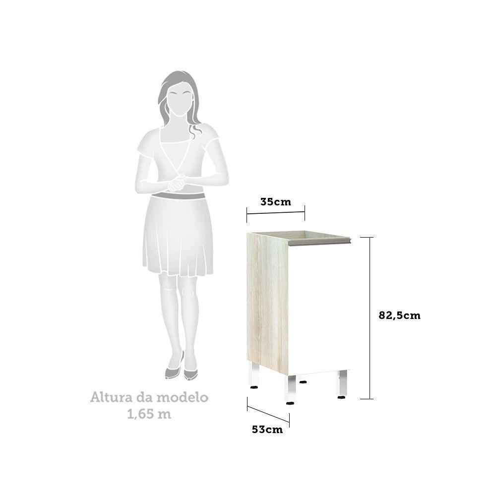 Balcão Sem Tampo 35cm Luci Legno Crem e Branco - 3