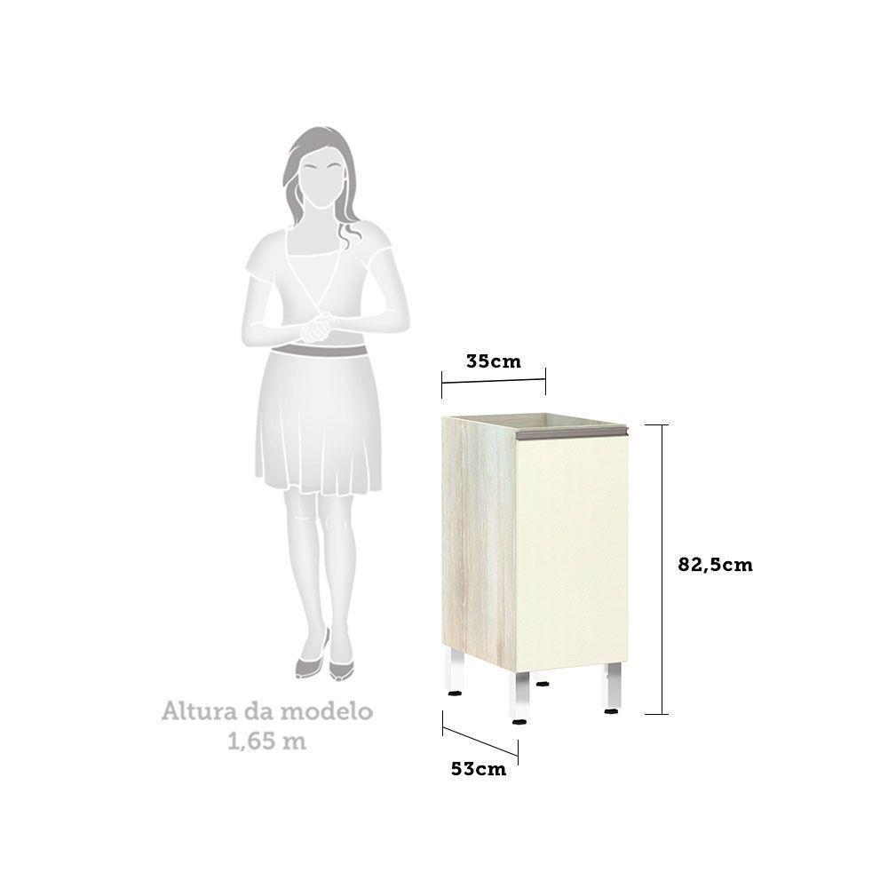 Balcão Sem Tampo 35cm Luci Legno Crem e Kashmir - 3