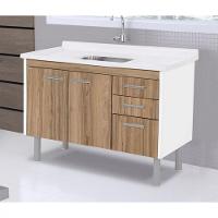 Balcão p/ Cozinha Rorato Valenza Sem Tampo 2 Portas 3 Gavetas Branco/nogal Sevilha - 1